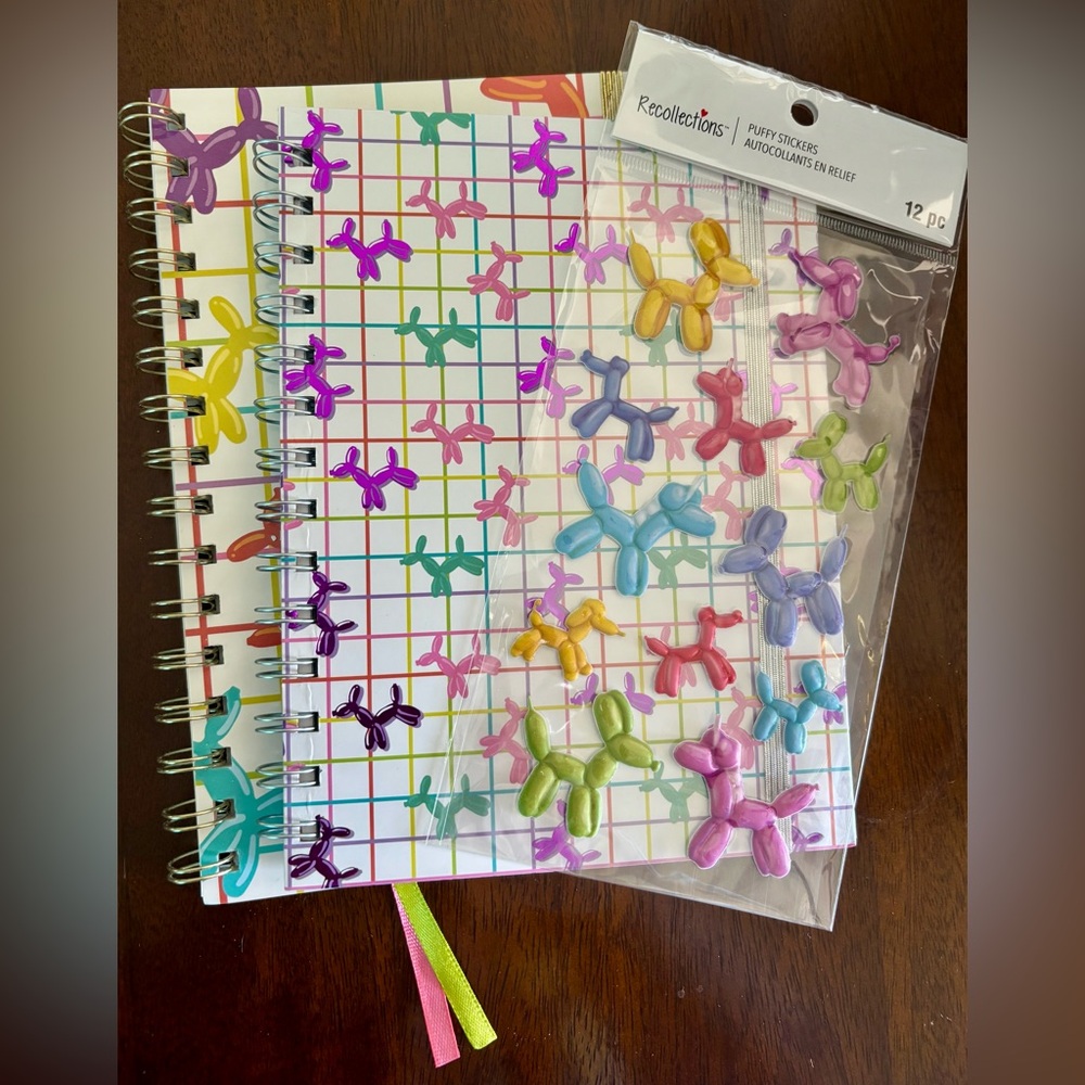 Balloon Dog Multicolor Notebooks with Puffy Stickers